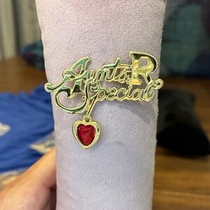 Gold 'Aunts R Special' Brooch with Red Heart